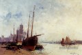 Livraison Dans Les Docks Bateau gouache impressionnisme Eugène Galien Laloue